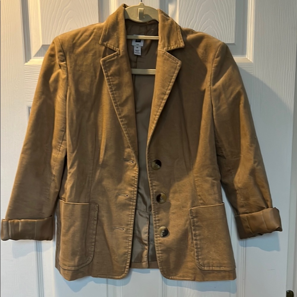 GAP Tan Corduroy Blazer Structured Notched Lapel